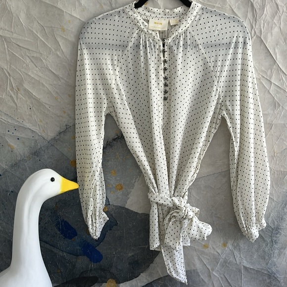 Anthropologie Maeve Lucy Polka Dot Blouse US4 - Picture 7 of 11